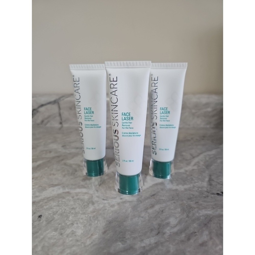 3 pk SERIOUS SKINCARE FACE LASER Gentle Hair Remover for the Face 2 fl oz SEALED